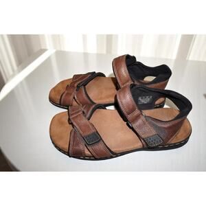 Dr. Scholls Men's GUS Cool Fit Pebbled Brown Leather Sandals Size 12M